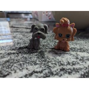 2 Chic Boutique Dogs My Pet Pals Grey Schnauzer & Yorkie Dogs Cake Toppers